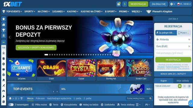 1xBet casino screenshot